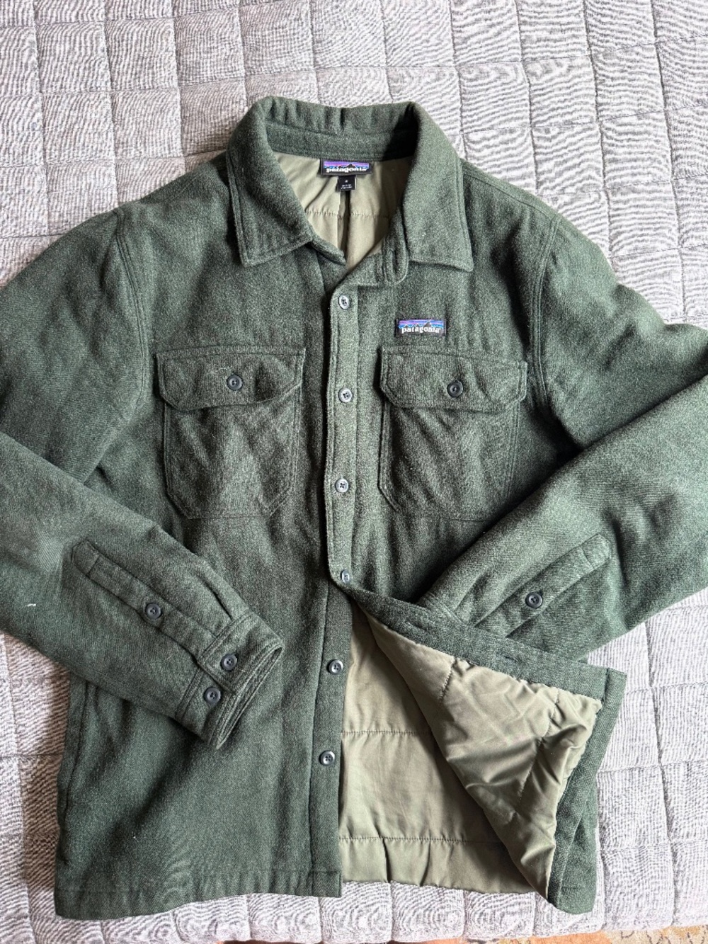 Patagonia Insulated Fjord Flannel Shirt Jacket Men's M - Forest Green